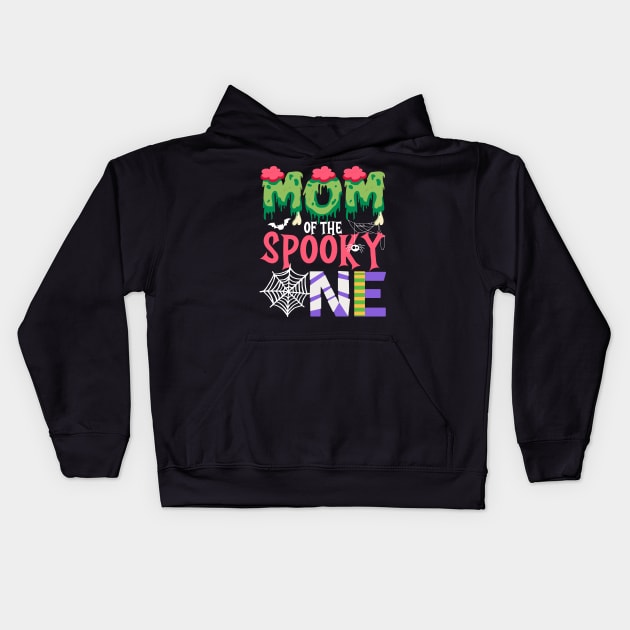 Mom Of The Spooky One Halloween First 1st Birthday Party Kids Hoodie by HollyDuck
